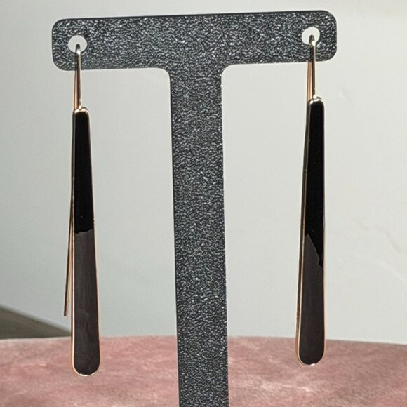 Charming Charlie Black & Gold Dangle Earrings — Sleek & Modern Statement - Picture 1 of 6